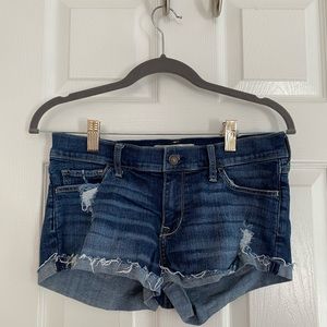 Distressed Dark Wash Cuffed A&F Jean Shorts